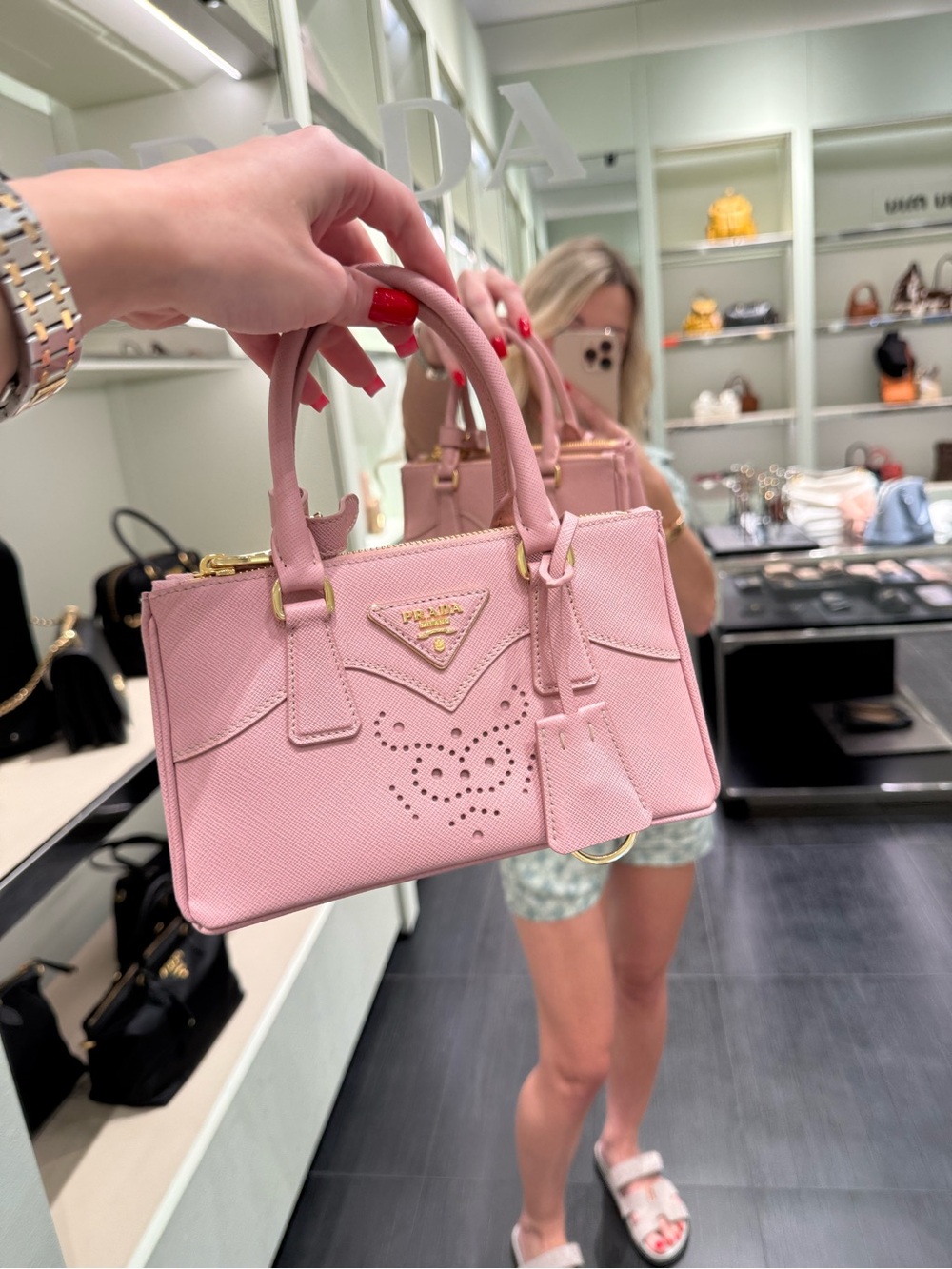 PRADA VERY RARE!!! Only 1 in US 
Galleria Saffiano Lux Perforated Tote - Pesco